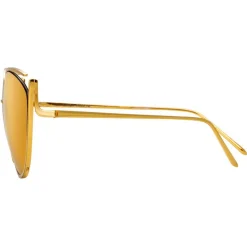 Linda Farrow - 668 C1 Cat Eye Sunglasses - Yellow Gold - Eyewear - Avvenice^ Sunglasses & Eyewear