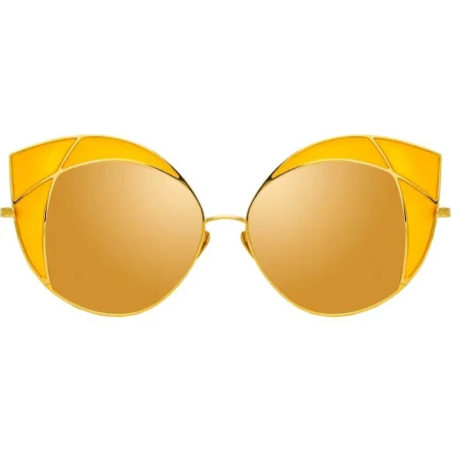 Linda Farrow - 856 C4 Cat Eye Sunglasses - Yellow Gold and Yellow Frame - Eyewear - Avvenice^ Sunglasses & Eyewear