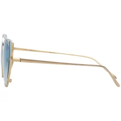 Linda Farrow - 855 C7 Cat Eye Sunglasses - Light Gold and Blue - Eyewear - Avvenice^ Sunglasses & Eyewear