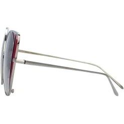 Linda Farrow - 854 C5 Cat Eye Sunglasses - White Gold and Crimson - Eyewear - Avvenice^ Sunglasses & Eyewear