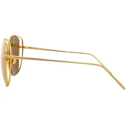 Linda Farrow - 566 C1 Cat Eye Sunglasses - Gold - Eyewear - Avvenice