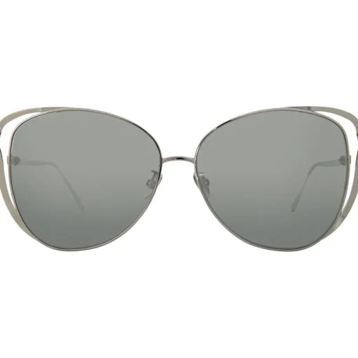 Linda Farrow - 661 C2 Cat Eye Sunglasses - White Gold - Eyewear - Avvenice