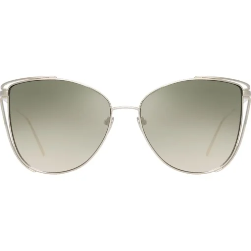 Linda Farrow - 809 C5 Cat Eye Sunglasses - White Gold - Eyewear - Avvenice