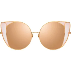 Linda Farrow - 854 C6 Cat Eye Sunglasses - Rose Gold and Peach - Eyewear - Avvenice