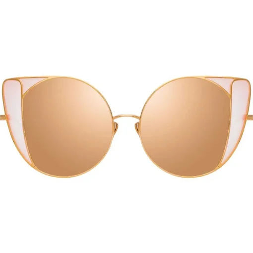 Linda Farrow - 854 C6 Cat Eye Sunglasses - Rose Gold and Peach - Eyewear - Avvenice
