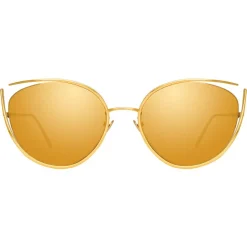 Linda Farrow - 668 C1 Cat Eye Sunglasses - Yellow Gold - Eyewear - Avvenice^ Sunglasses & Eyewear