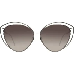 Linda Farrow - 697 C6 Cat Eye Sunglasses - Nickel - Eyewear - Avvenice^ Sunglasses & Eyewear