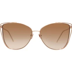 Linda Farrow - 809 C5 Cat Eye Sunglasses - Rose Gold - Eyewear - Avvenice^ Sunglasses & Eyewear