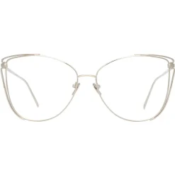 Linda Farrow - 809 C9 Cat Eye Optical Frames - White Gold - Eyewear - Avvenice^ Sunglasses & Eyewear