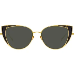 Linda Farrow - 855 C1 Cat Eye Sunglasses - Yellow Gold and Black - Eyewear - Avvenice^ Sunglasses & Eyewear
