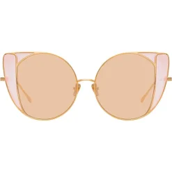 Linda Farrow - 854 C8 Cat Eye Sunglasses - Rose Gold - Eyewear - Avvenice^ Sunglasses & Eyewear