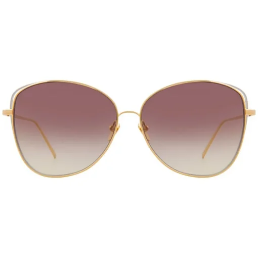 Linda Farrow - 566 C5 Cat Eye Sunglasses - Gold - Eyewear - Avvenice
