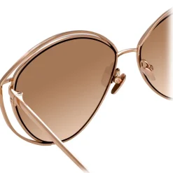 Linda Farrow - 697 C3 Cat Eye Sunglasses - Rose Gold - Eyewear - Avvenice