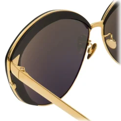 Linda Farrow - 579 C1 Cat Eye Sunglasses - Black - Eyewear - Avvenice