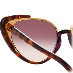 Linda Farrow - 736 C2 Cat Eye Sunglasses - Tortoise - Eyewear - Avvenice