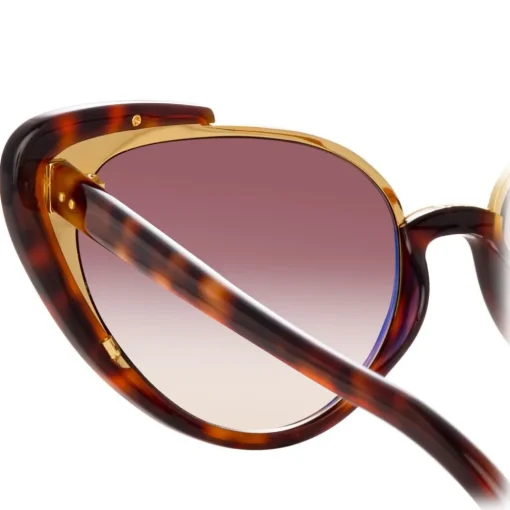 Linda Farrow - 736 C2 Cat Eye Sunglasses - Tortoise - Eyewear - Avvenice
