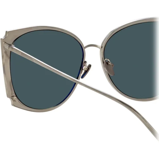 Linda Farrow - 762 C1 Cat Eye Sunglasses - Nickel - Eyewear - Avvenice