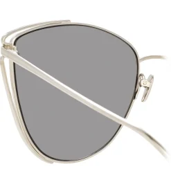 Linda Farrow - 809 C2 Cat Eye Sunglasses - White Gold - Eyewear - Avvenice