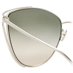 Linda Farrow - 809 C5 Cat Eye Sunglasses - White Gold - Eyewear - Avvenice