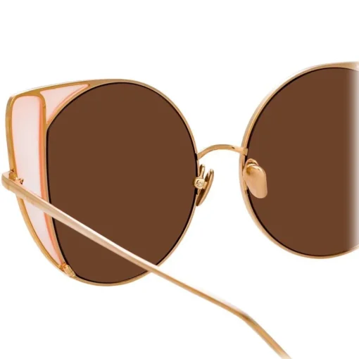Linda Farrow - 854 C6 Cat Eye Sunglasses - Rose Gold and Peach - Eyewear - Avvenice