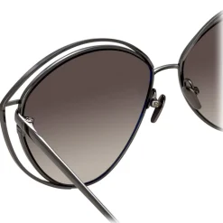 Linda Farrow - 697 C6 Cat Eye Sunglasses - Nickel - Eyewear - Avvenice^ Sunglasses & Eyewear