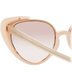 Linda Farrow - 736 C6 Cat Eye Sunglasses - Milky Pink - Eyewear - Avvenice^ Sunglasses & Eyewear