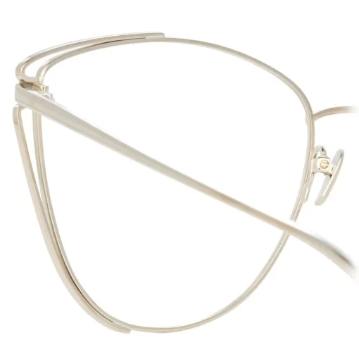 Linda Farrow - 809 C9 Cat Eye Optical Frames - White Gold - Eyewear - Avvenice^ Sunglasses & Eyewear