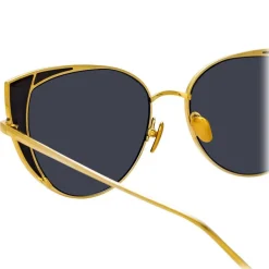 Linda Farrow - 855 C1 Cat Eye Sunglasses - Yellow Gold and Black - Eyewear - Avvenice^ Sunglasses & Eyewear