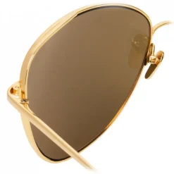 Linda Farrow - 566 C1 Cat Eye Sunglasses - Gold - Eyewear - Avvenice