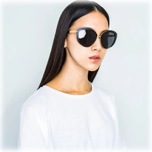 Linda Farrow - 579 C1 Cat Eye Sunglasses - Black - Eyewear - Avvenice