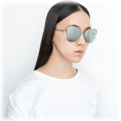 Linda Farrow - 661 C2 Cat Eye Sunglasses - White Gold - Eyewear - Avvenice