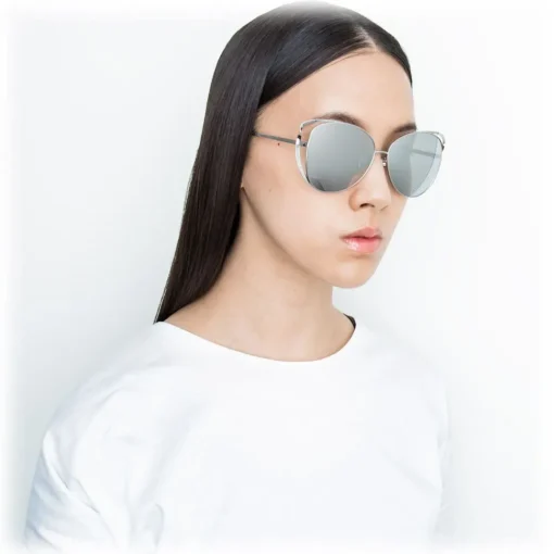 Linda Farrow - 661 C2 Cat Eye Sunglasses - White Gold - Eyewear - Avvenice