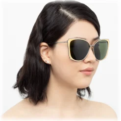 Linda Farrow - 762 C1 Cat Eye Sunglasses - Nickel - Eyewear - Avvenice