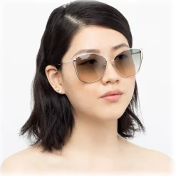 Linda Farrow - 809 C5 Cat Eye Sunglasses - White Gold - Eyewear - Avvenice