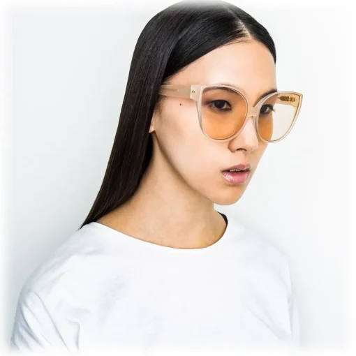 Linda Farrow - 656 C4 Cat Eye Sunglasses - Milky Peach - Eyewear - Avvenice^ Sunglasses & Eyewear