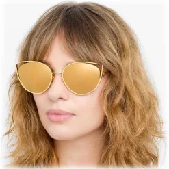 Linda Farrow - 668 C1 Cat Eye Sunglasses - Yellow Gold - Eyewear - Avvenice^ Sunglasses & Eyewear
