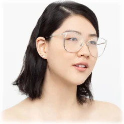 Linda Farrow - 809 C9 Cat Eye Optical Frames - White Gold - Eyewear - Avvenice^ Sunglasses & Eyewear