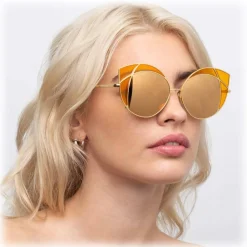 Linda Farrow - 856 C4 Cat Eye Sunglasses - Yellow Gold and Yellow Frame - Eyewear - Avvenice^ Sunglasses & Eyewear