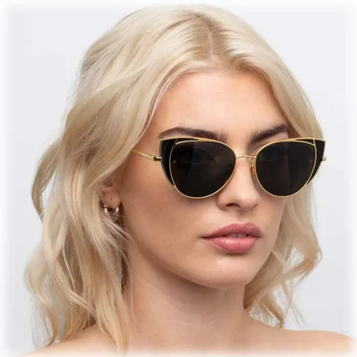 Linda Farrow - 855 C1 Cat Eye Sunglasses - Yellow Gold and Black - Eyewear - Avvenice^ Sunglasses & Eyewear