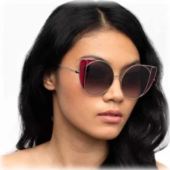 Linda Farrow - 854 C5 Cat Eye Sunglasses - White Gold and Crimson - Eyewear - Avvenice^ Sunglasses & Eyewear