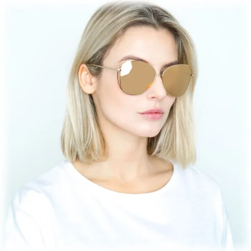 Linda Farrow - 566 C1 Cat Eye Sunglasses - Gold - Eyewear - Avvenice