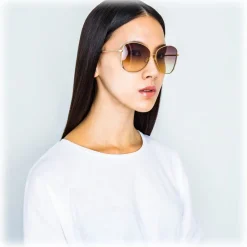 Linda Farrow - 566 C5 Cat Eye Sunglasses - Gold - Eyewear - Avvenice