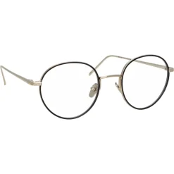 Linda Farrow - 718 C3 Oval Optical Frames - White Gold and Black - Eyewear - Avvenice^ Sunglasses & Eyewear