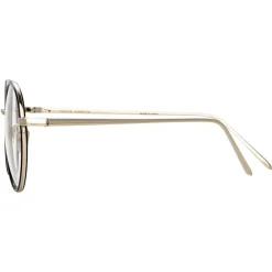 Linda Farrow - 718 C3 Oval Optical Frames - White Gold and Black - Eyewear - Avvenice^ Sunglasses & Eyewear