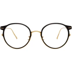 Linda Farrow - 802 C9 Oval Optical Frames - Optical Lens in Black Frame - Eyewear - Avvenice