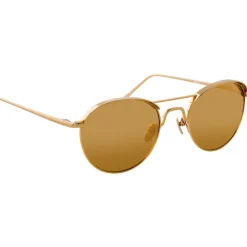 Linda Farrow - 623 C1 Oval Sunglasses - Yellow Gold - Eyewear - Avvenice