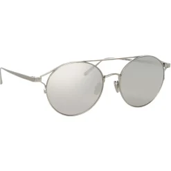 Linda Farrow - 825 C2 Oval Sunglasses - White Gold - Eyewear - Avvenice