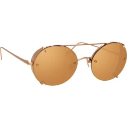 Linda Farrow - 730 C3 Oval Sunglasses - Rose Gold - Eyewear - Avvenice