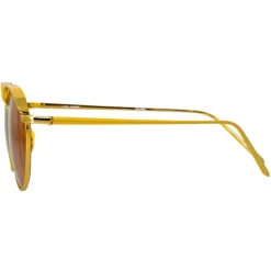 Linda Farrow - 623 C4 Oval Sunglasses - Yellow Gold - Eyewear - Avvenice^ Sunglasses & Eyewear