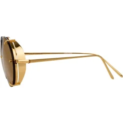Linda Farrow - 730 C1 Oval Sunglasses - Yellow Gold - Eyewear - Avvenice^ Sunglasses & Eyewear